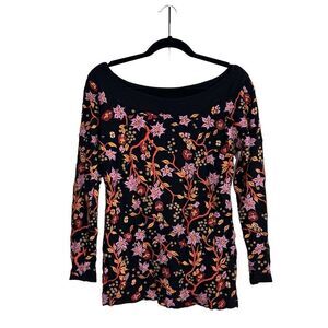 Harari‎ Blouse Women’s Small Multicolor Floral Embroidered Artsy Forest Fairy
